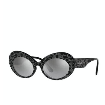 Dolce & Gabbana Oval Cat Eye Leopard Glitter Sunglasses