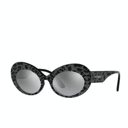 Dolce & Gabbana Oval Cat Eye Leopard Glitter Sunglasses