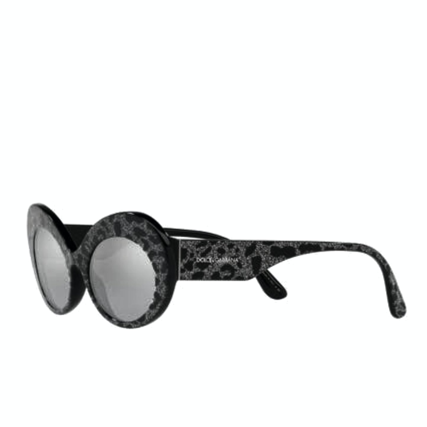 Dolce & Gabbana Oval Cat Eye Leopard Glitter Sunglasses