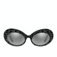 Dolce & Gabbana Oval Cat Eye Leopard Glitter Sunglasses