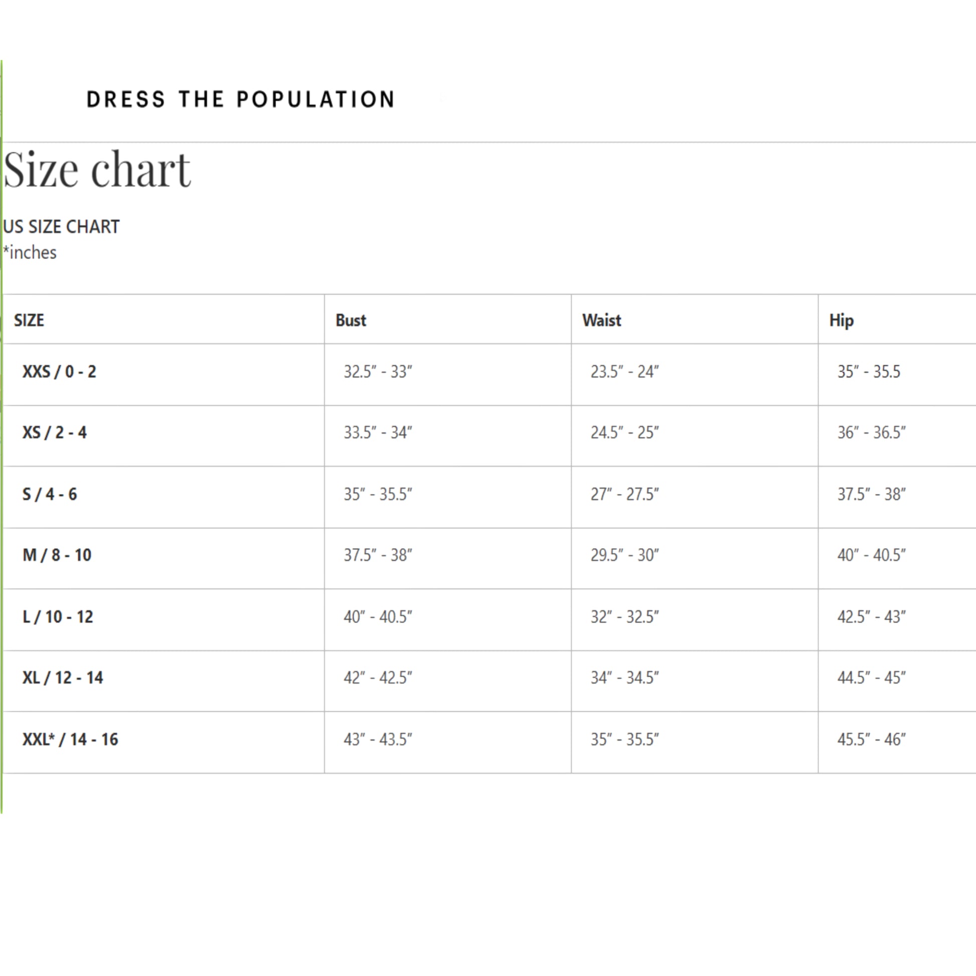 dress the population size chart Guide Size Chart Helsi