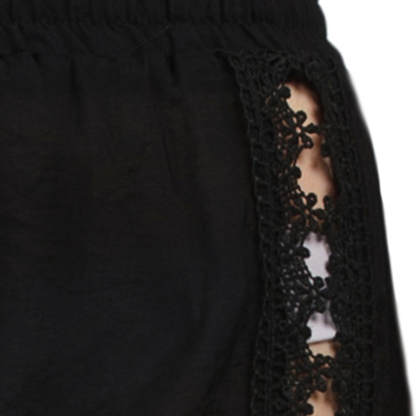 ELAN Women's Semi Sheer Lace Panels Cover-Up Shorts