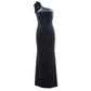 ELIZA  J Women's Velvet One Shoulder Bow Accent Asymmetrical Gown Maxi Dress