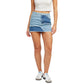EMORY PARK Women's Patchwork Frayed Trim Denim Mini Skirt