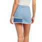 EMORY PARK Women's Patchwork Frayed Trim Denim Mini Skirt