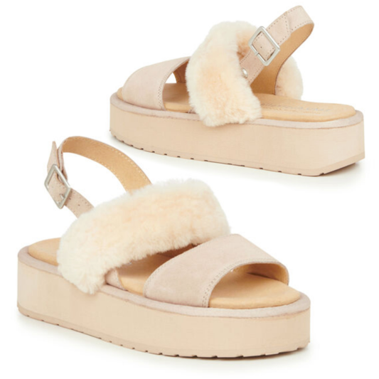 EMU Australia Women's Durack Genuine Sheepskin Suede Fur Platform Stinger Sandals