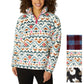 Eddie Bauer Women's Ultra Soft Plush Fleece Quarter Zip Sweatshirt Aztec Print Pullover Top