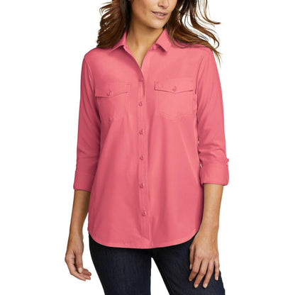 Eddie Bauer Women's Moisture Wicking UPF 50+ Departure Top Bottom Down Shirt