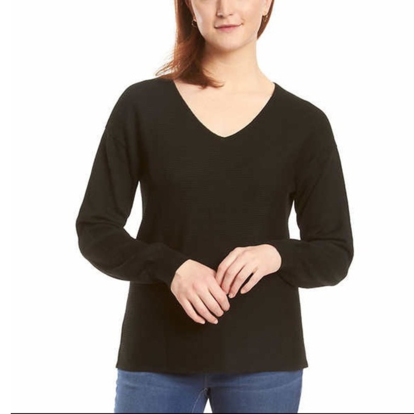 Ella Moss Women's Soft Ribbed V-Neck Sweater