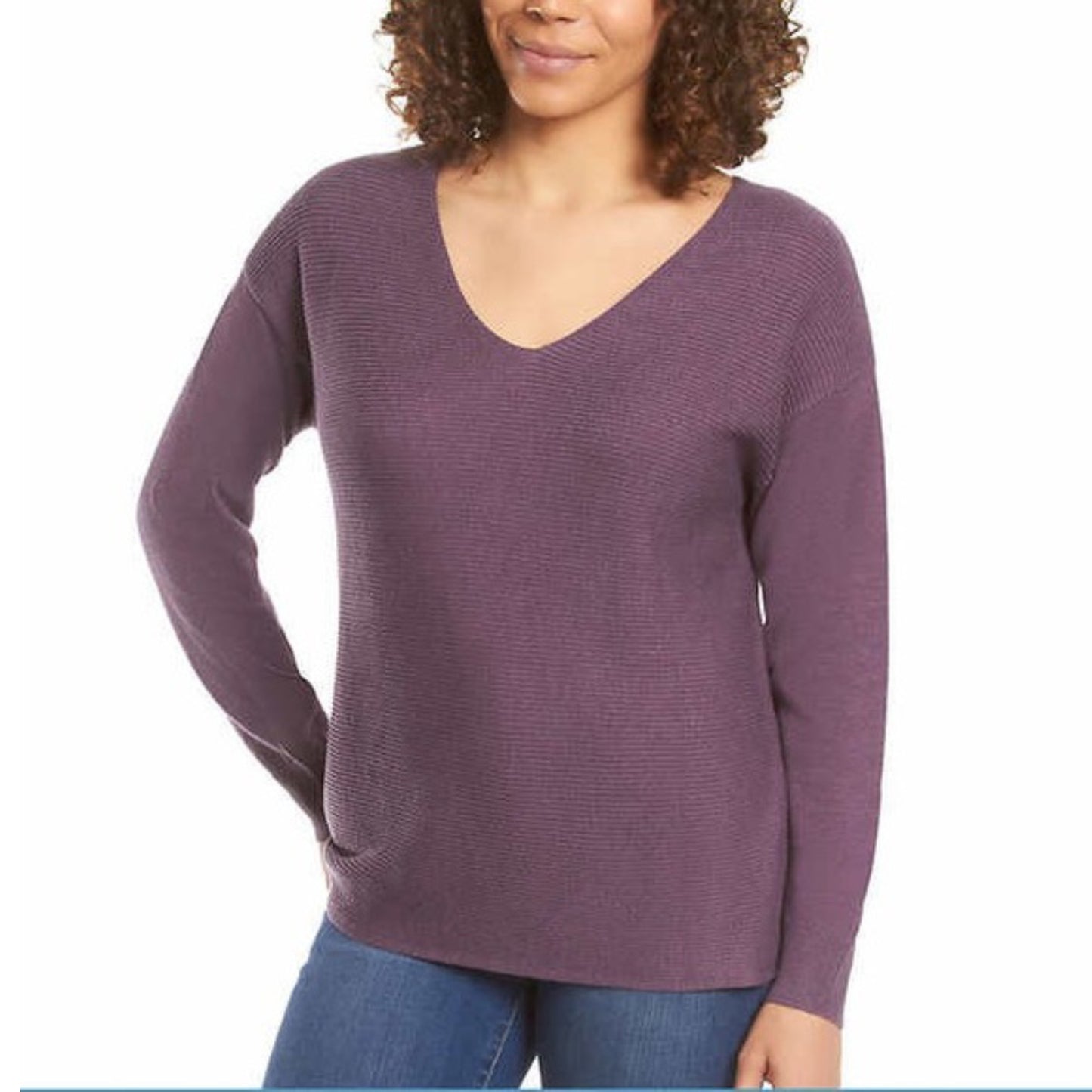 Ella Moss Women's Soft Ribbed V-Neck Sweater