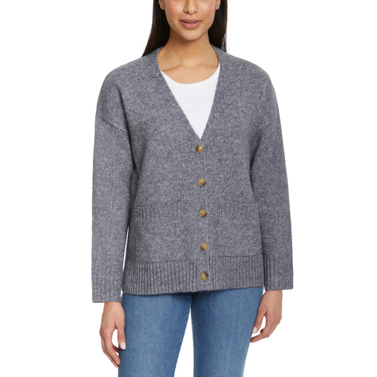 Ella Moss Women's V-Neck Button Front Soft Knit Cardigan