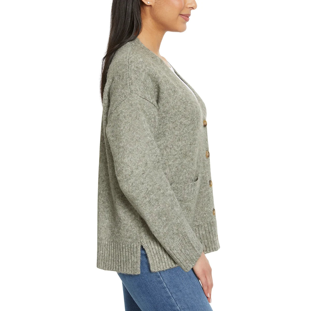 Ella Moss Women's V-Neck Button Front Soft Knit Cardigan