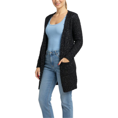 Ellie & Kate Women's Open Front Textured Knit Cozy Long Cardigan