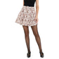 English Factory Women's Floral Print Linen Blend Belted Tiered Flounce Mini Skirt