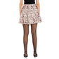 English Factory Women's Floral Print Linen Blend Belted Tiered Flounce Mini Skirt