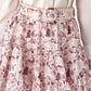 English Factory Women's Floral Print Linen Blend Belted Tiered Flounce Mini Skirt