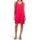 FORCYNTHIA Women's Linen Blend Sleeveless V-neck Fringe Hem Mini Dress