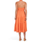 FORCYNTHIA Women's Linen Blend Halter Neck Tiered Midi Dress