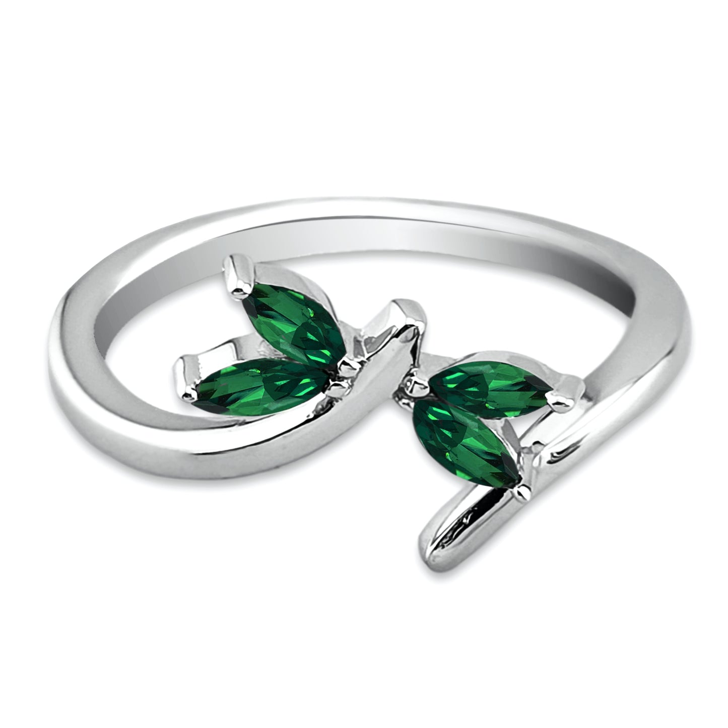 Fashion Women's 925 Sterling Silver Dragonfly Green Cubic Zirconia Ring