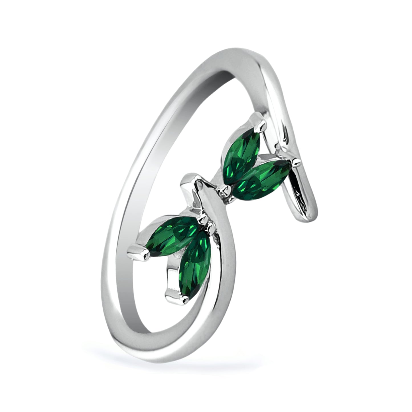 Fashion Women's 925 Sterling Silver Dragonfly Green Cubic Zirconia Ring