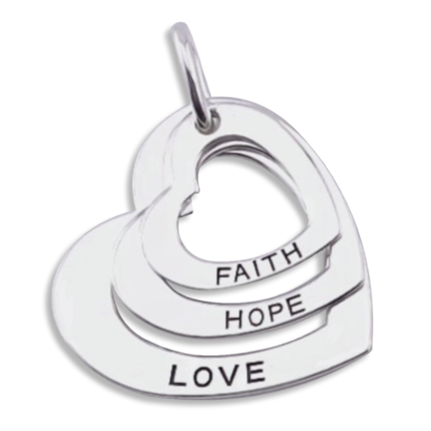 Fashion Women's 925 Sterling Silver Faith Hope Love 3 Heart Pendant