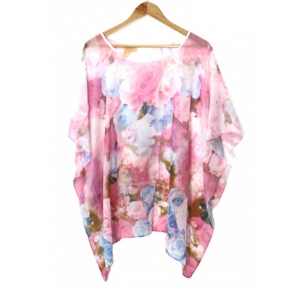 Fashion Women's Floral Print Lightweight Chiffon Poncho Cover Up