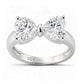 Fashion Women's 925 Sterling Silver Clear Cubic Zirconia Bow Heart Cut Ring
