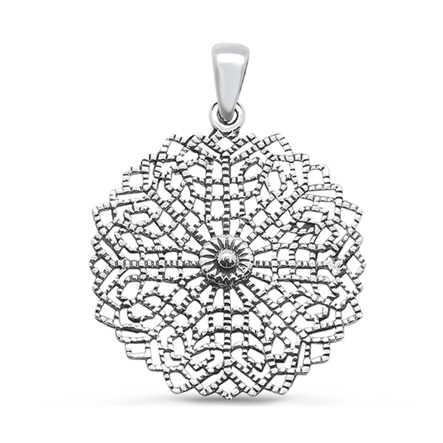 Fashion Women's 925 Sterling Silver Plain Modern Flower Design Pendant