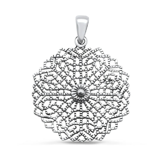 Fashion Women's 925 Sterling Silver Plain Modern Flower Design Pendant