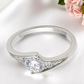 Fashion Women's 925 Sterling Silver Round Solitaire Cubic Zirconia Ring
