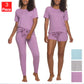 Felina Women's 3-Piece Soft Jersey T-Shirt, Shorts and Pants PJ Lounge Set