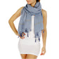 Feria Mode Women's Lightweight  Aztec Insert Trim Tasseled Scarf Shawl Wrap Cover-Up