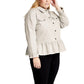 Given Kale Women's Plus Ruffle Trim Stretch Cotton Blend Twill Peplum Shirt Jacket