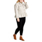 Given Kale Women's Plus Ruffle Trim Stretch Cotton Blend Twill Peplum Shirt Jacket