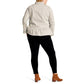 Given Kale Women's Plus Ruffle Trim Stretch Cotton Blend Twill Peplum Shirt Jacket