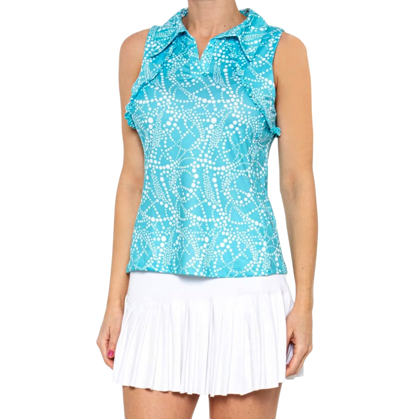Gottex Women's Moisture wicking UPF 50 Ruffle Golf Tennis Tank Top