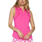 Gottex Women's Moisture wicking UPF 50 Ruffle Golf Tennis Tank Top