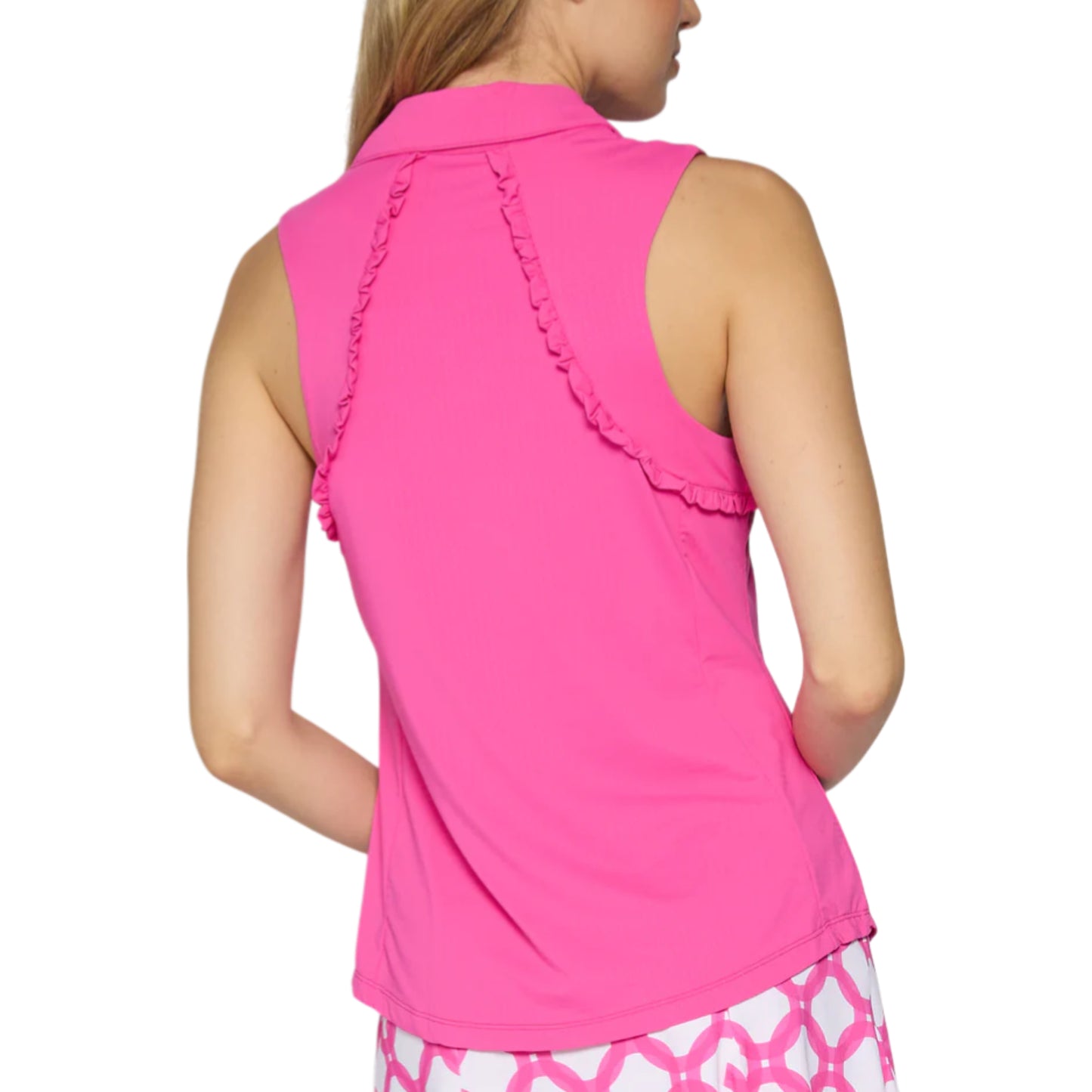 Gottex Women's Moisture wicking UPF 50 Ruffle Golf Tennis Tank Top