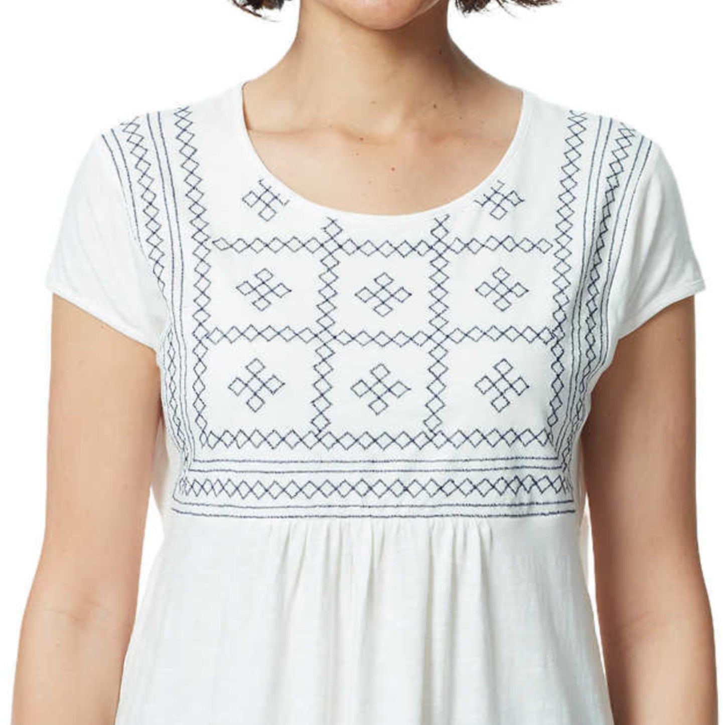 Gloria Vanderbilt Women's Plus Embroidered Relaxed Fit Tee Tunic Top