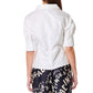 Gracia Collared Cut Out Twisting Point Blouse Top