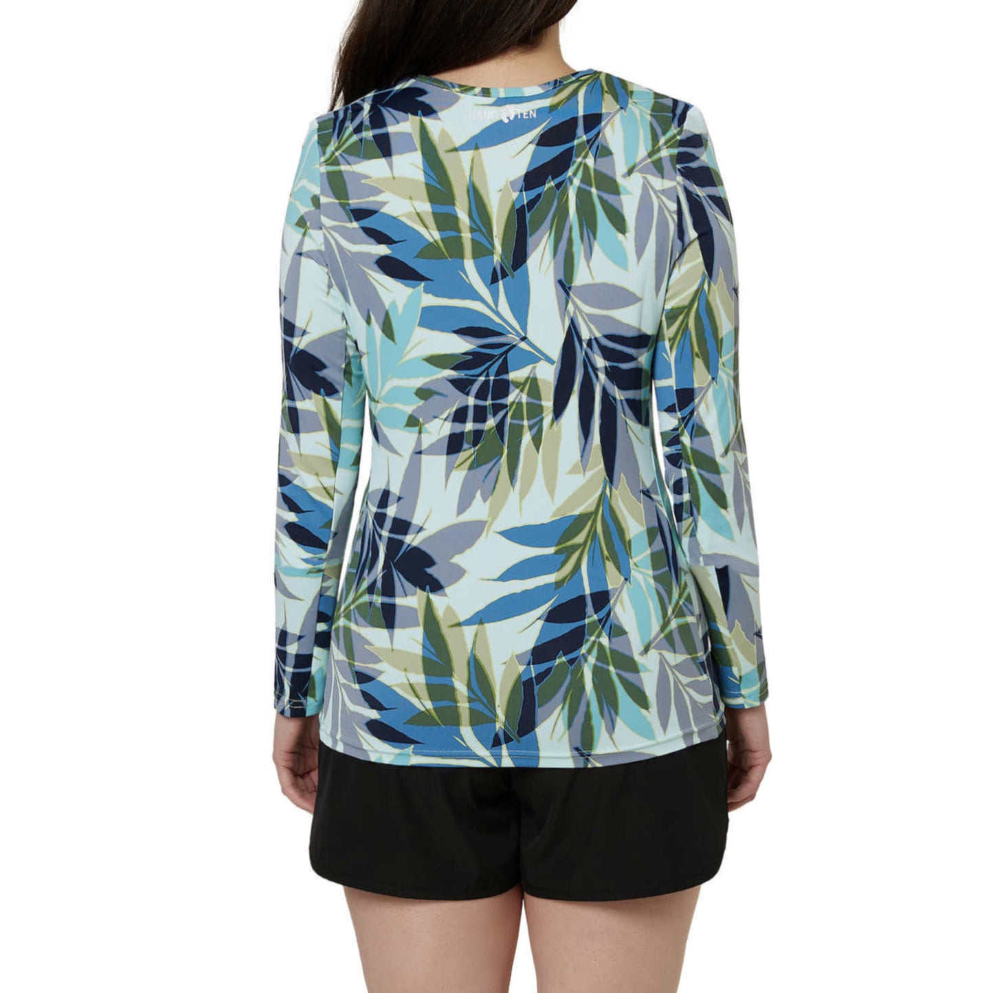 Hang Ten Women's Quick-dry UPF 50+ Long Sleeves Front Pocket Sun Swim T-Shirt