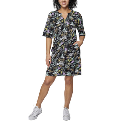Hang Ten Women's Floral Print UPF 50+ Moisture Wicking Soft Cotton Blend Mini Sun Dress