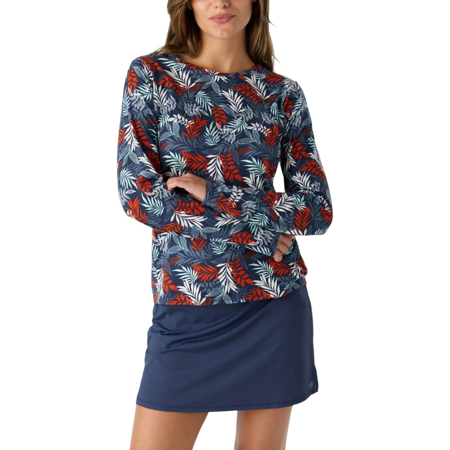 Hang Ten Women's Quick-dry UPF 50+ Long Sleeves Front Pocket Sun Swim T-Shirt