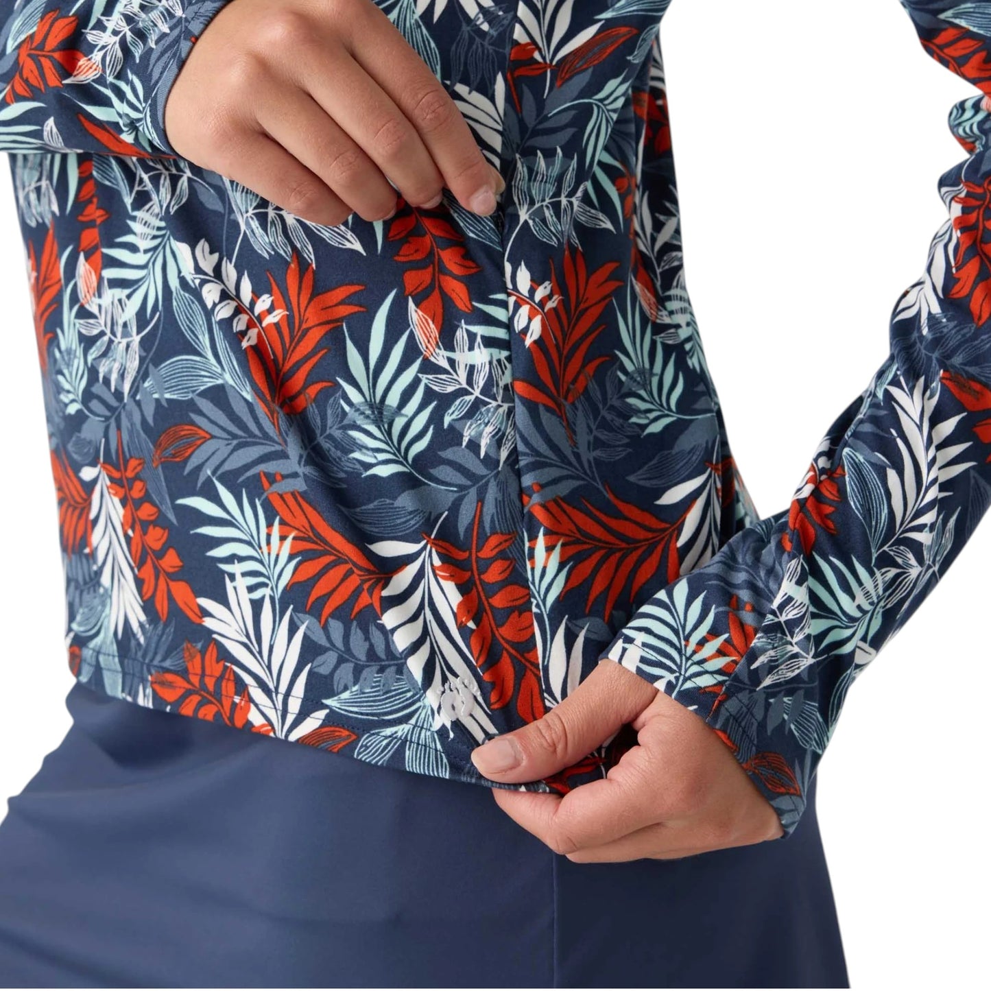 Hang Ten Women's Quick-dry UPF 50+ Long Sleeves Front Pocket Sun Swim T-Shirt