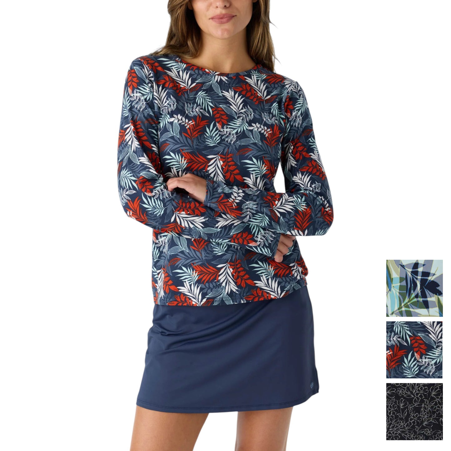 Hang Ten Women's Quick-dry UPF 50+ Long Sleeves Front Pocket Sun Swim T-Shirt