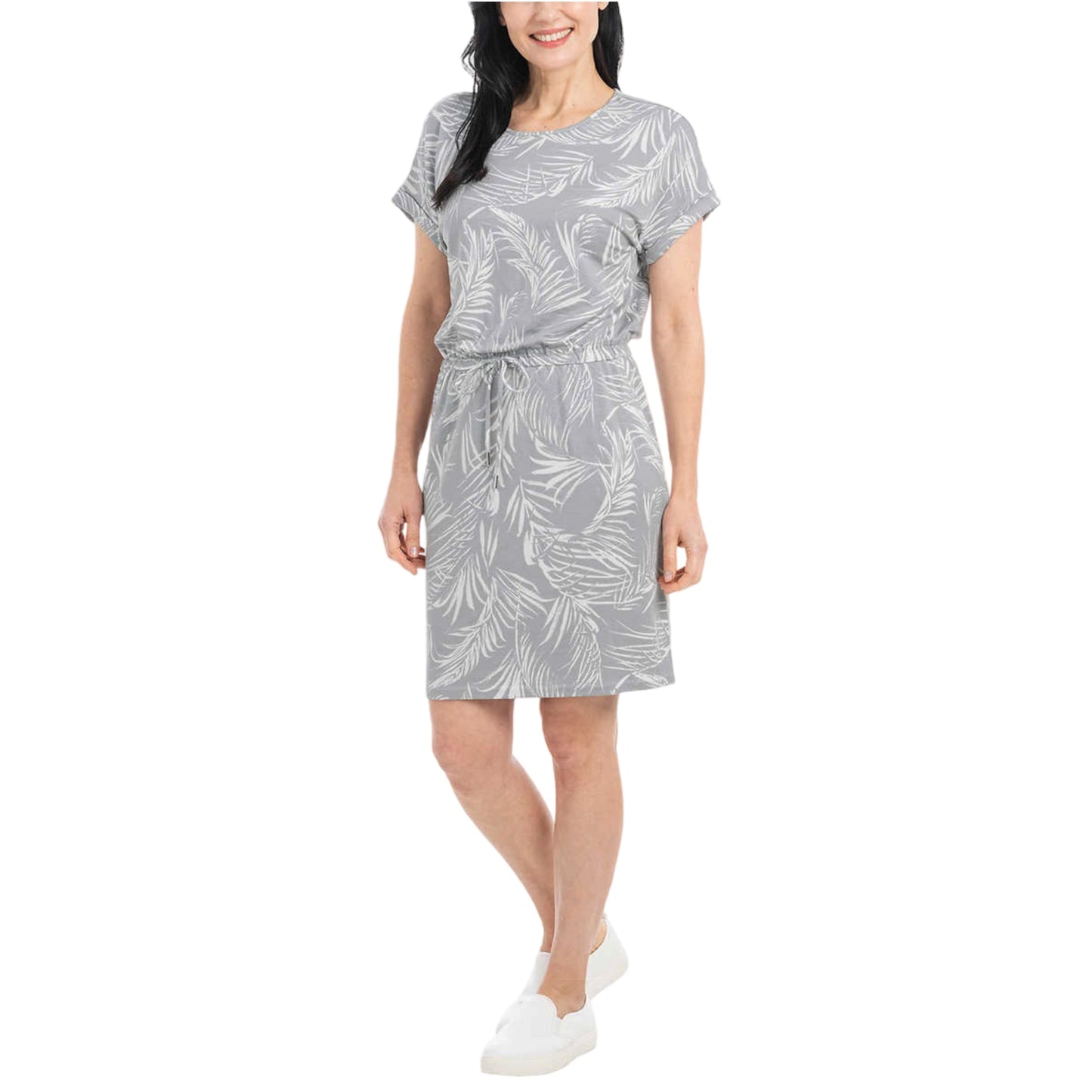 Hilary Radley Women's Short Sleeve Drawstring Waist Mini Dress