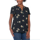 Hilary Radley Women's V-Neck Flutter Sleeves Lightweight Printed Blouse Top