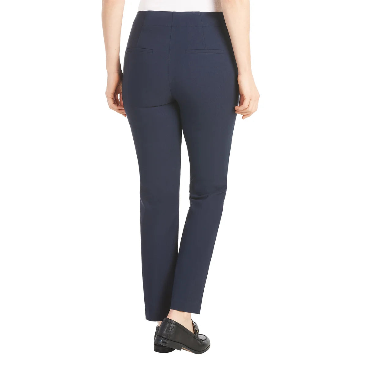 Hilary Radley Women's High Rise Tummy Control Pintuck Pull-On Slim Dress Pants