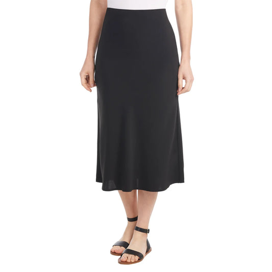 Hilary Radley Women's High Waist Pull-On Flare Midi Skirt