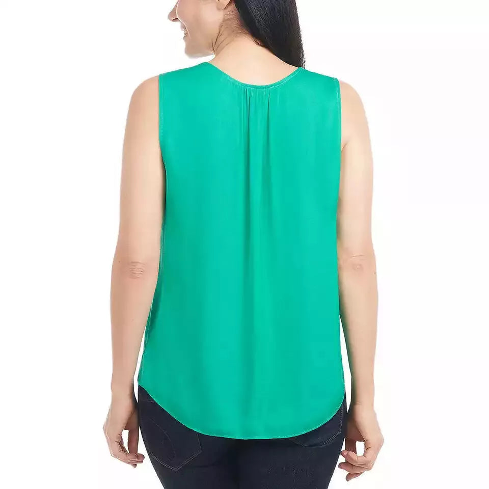 Hilary Radley Women's Sleeveless V-Neck Lightweight Blouse Top